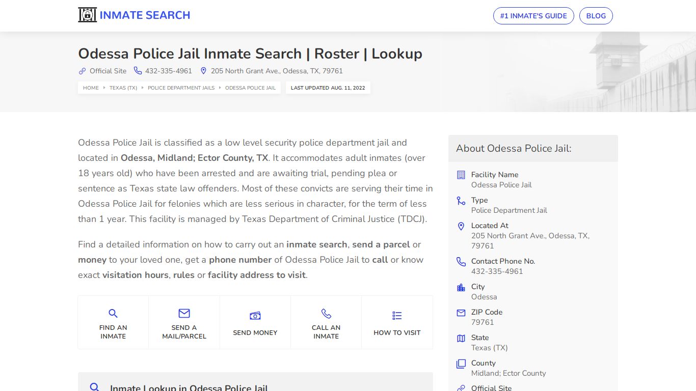 Odessa Police Jail Inmate Search | Roster | Lookup