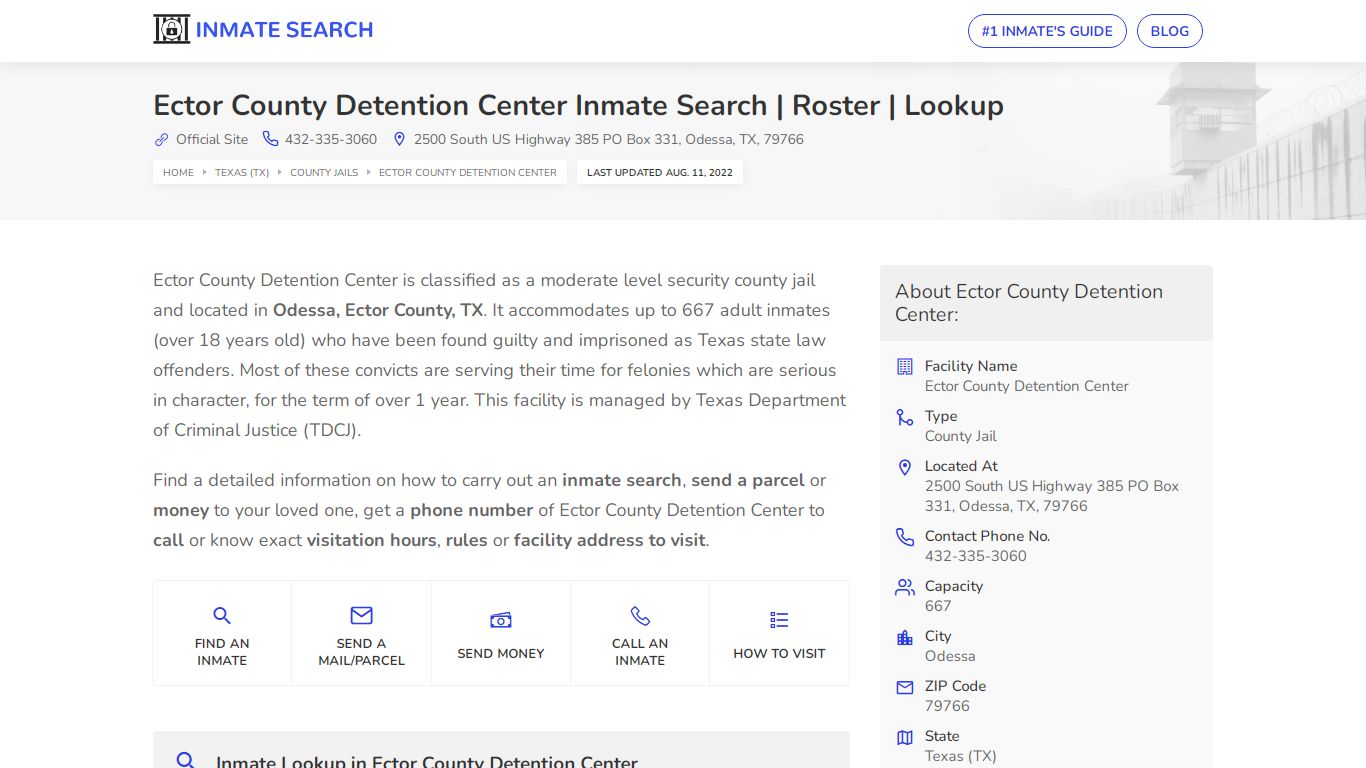 Ector County Detention Center Inmate Search | Roster | Lookup